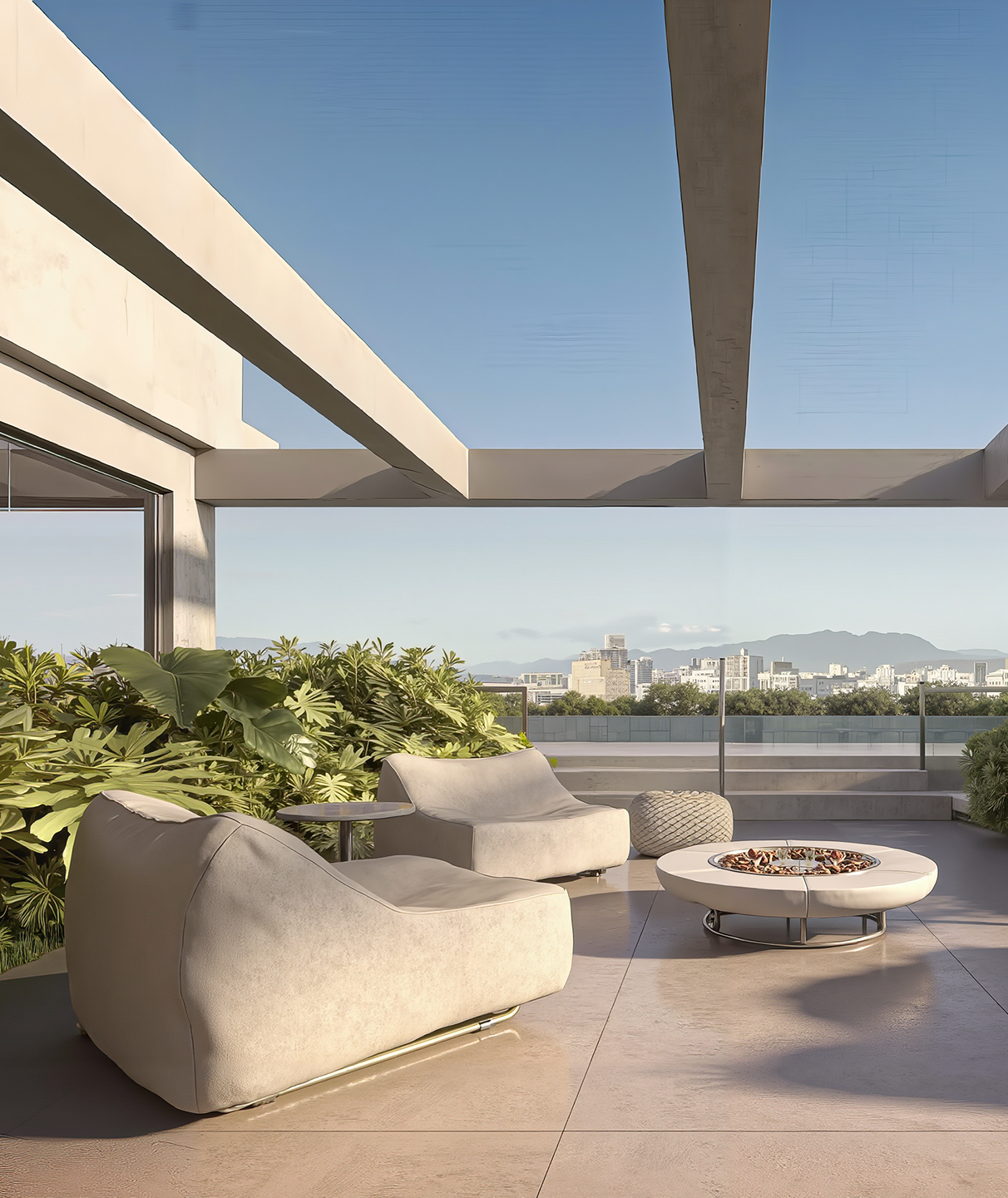 Perspectiva angular de fachada contemporânea com detalhes em vidro e concreto aparente destacando a volumetria arquitetônica do edifício